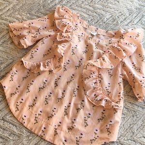 Pink Floral Ruffle Blouse
